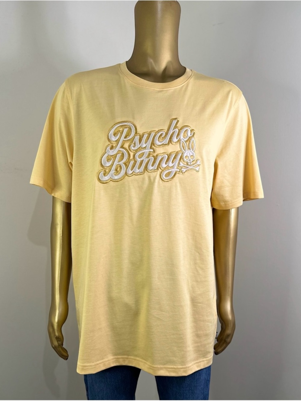 Psycho Bunny Pale Yellow Logo Crewneck T-Shirt
